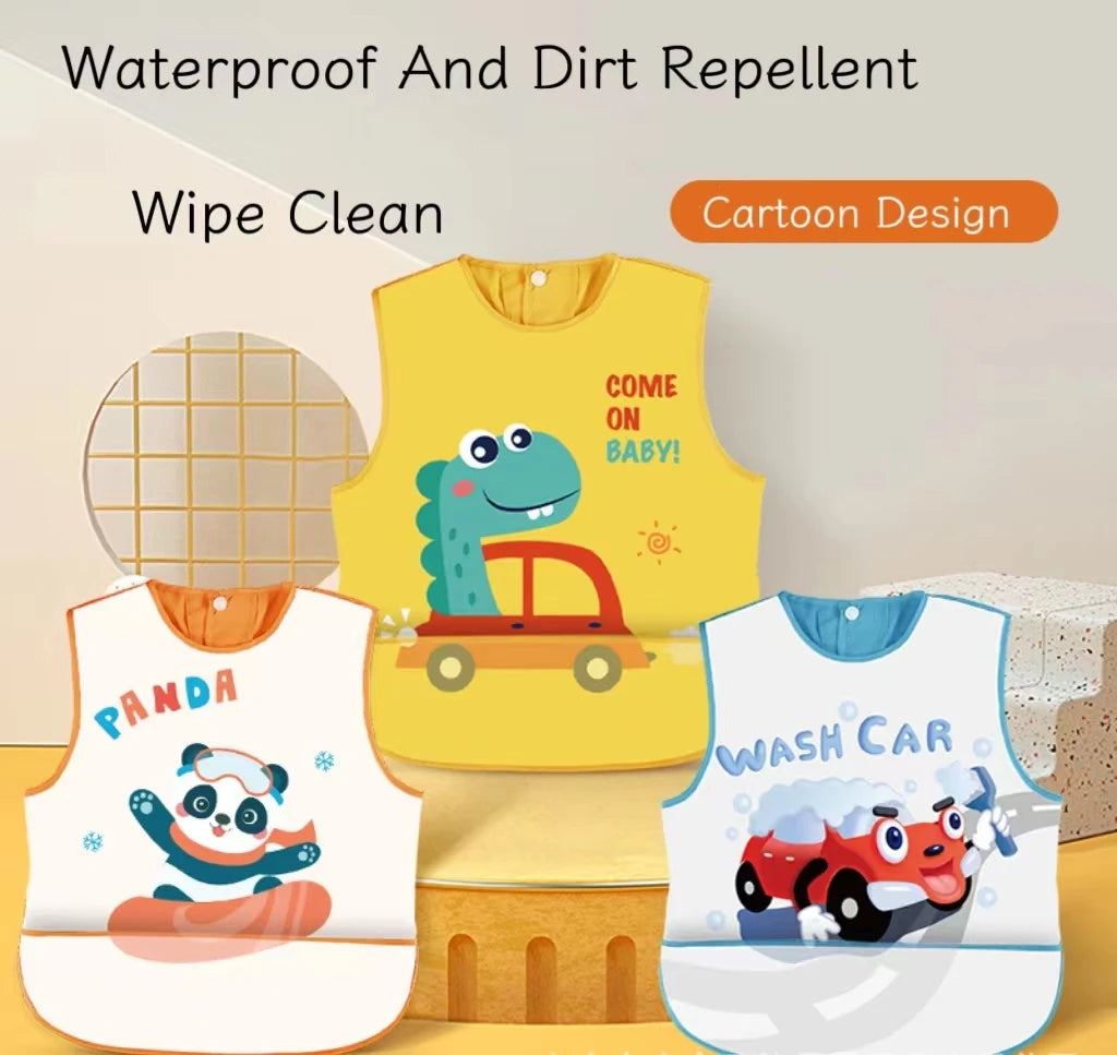 Children's New Bib Coverall Anti-Dirty Wash-Free Baby Coverall Men And Women Baby Rice Pocket Summer Toddler Apron